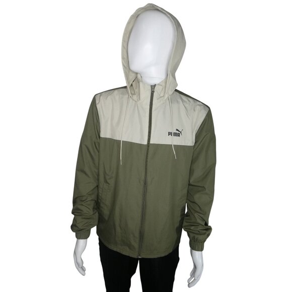 Puma Men's ESS Blocked Woven Jacket Loden Green Size M - Picture 1 of 12